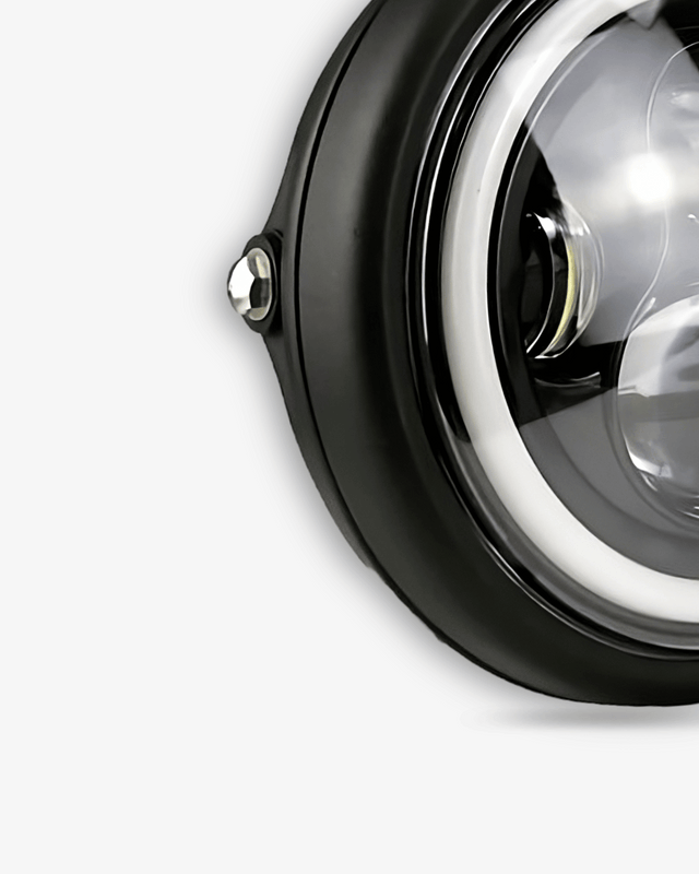 Low Profile 7″ LED Motorcycle Headlight & Black Housing | Cafe Racer Club