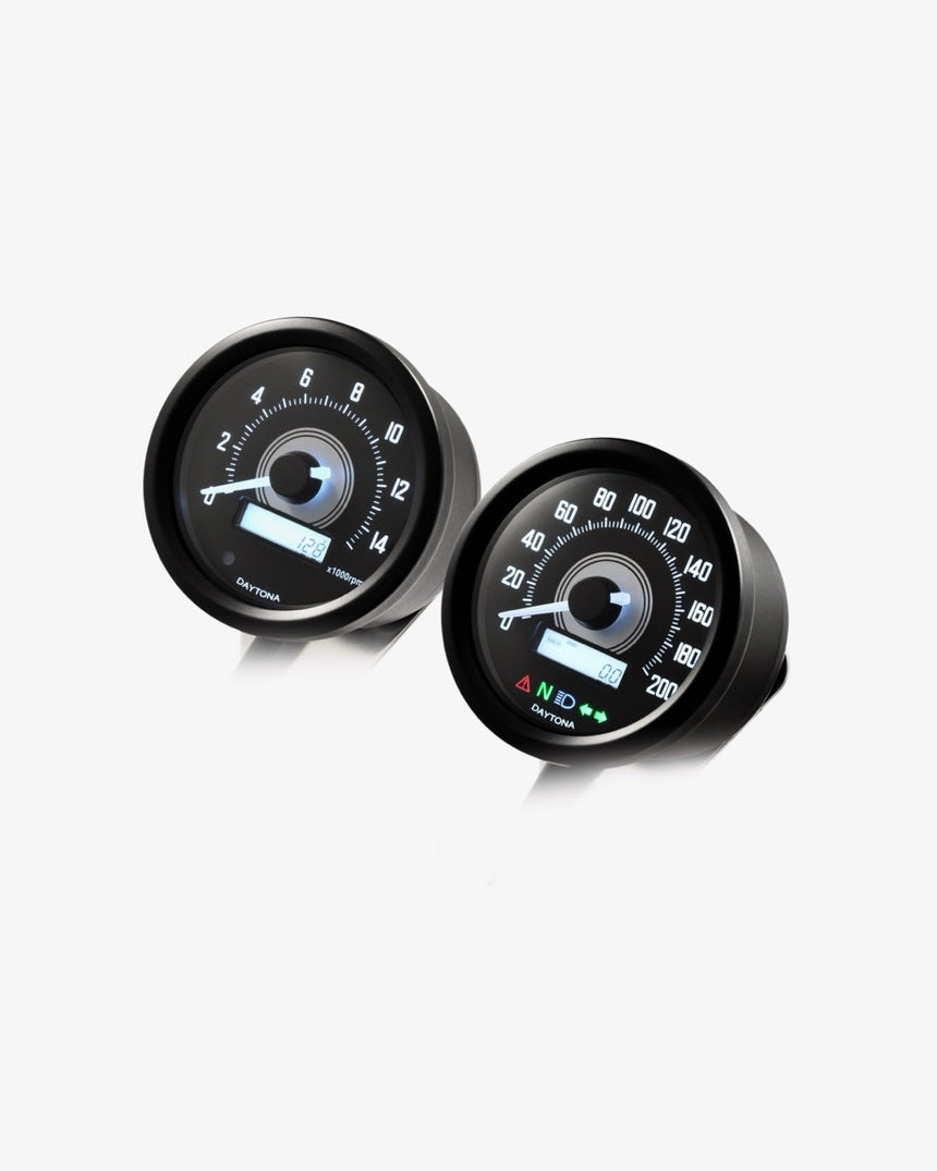 Daytona Velona 60 Black Speedo & Tacho Gauge Kit