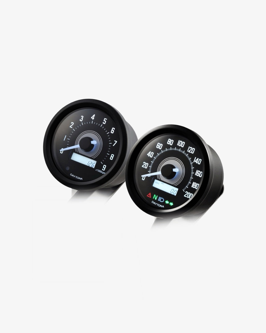 Daytona Velona 60 Black Speedo & Tacho Gauge Kit